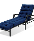 Waterproof Outdoor Chaise Lounge Chair Cushion With Non Slip Ties For Patio Furniture Comfy Thick Long Navy Blue Replacement Pad