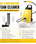 High temperature steam cleaner with 3000W power and 3.5L tank for deep cleaning floors and surfaces.