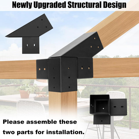 30 Degree Slanted Pergola Bracket Kit for 4x4 Wood Pergolas, Easy Install, Weatherproof Mounting Brackets for Carports display