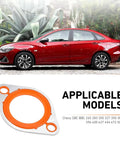 Heavy Duty Thermostat Water Neck Housing Gasket For Chevy Small Block Big Block Engine Replacement Part Handles Smokin Hot Temps And Keeps Cool Under Pressure Fits 350 327 383 In Bright Orange with car in background.
