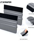 Gomake vehicle vinyl wrap tool kit; 3 gray 4-inch felt squeegees with black felt pads for car tinting
