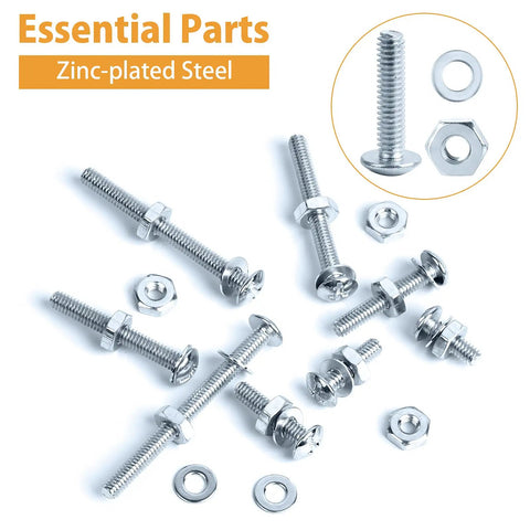 Number 8 32 Phillips Head Machine Screw Assortment Kit With Zinc Plated Steel Bolts Nuts And Washers For Cabinet Doors And Drawers 705 Piece, zinc-plated steel bolts and nuts.