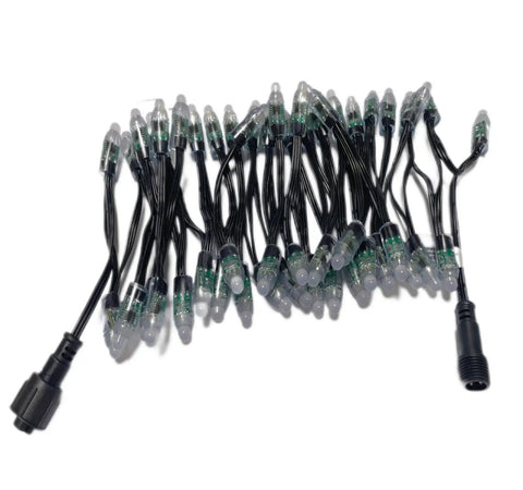 Waterproof RGB LED Pixel String Lights With WS2811 IC Addressable Full Color 12mm LEDs 5V DC 500 Pack coiled view