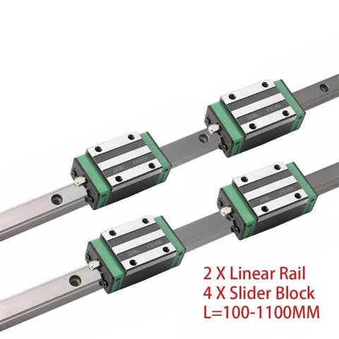 Pro Grade Linear Guide Rail Set 100 To 1100mm With Four Carriages For CNC And 3D Printer Systems HGH30CA HGW30CC Slider Type Stainless Steel Rails For Smooth Motion And Durable Performance, 2 rails 4 blocks