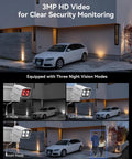 Wireless Security Camera System With 10 Inch LCD Monitor, 2 Outdoor 3MP Bullet Cameras, Metal Shell, 10CH NVR, 500GB HDD