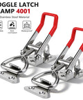 Two Pack 4001 Toggle Latch Clamp With Lock Hole In 304 Stainless Steel Adjustable Draw Latch Holds 330 Lbs Heavy Duty And Includes Ten Screws For Tool Box Trunk Cupboard Door Garage DIY Projects.