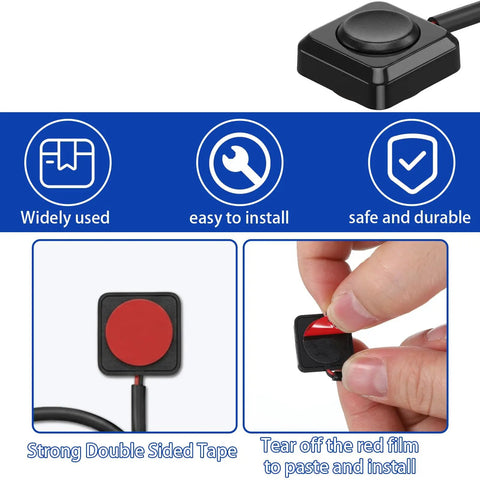 Four Pack Momentary Push Button Switches 12V 24V Surface Mount Instant Activation On Off Horn Button Set For Car Horns Industrial Control And Electronic Project Experiments, black square switch with red button