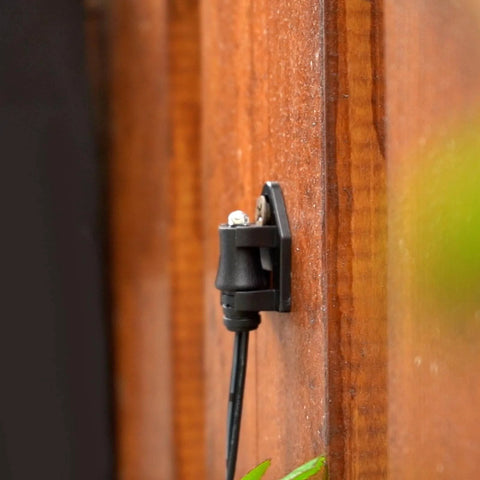 Photo Eye Light Sensor For Power Pack Transformers installed on wood post, Dusk To Dawn Auto On Off Switch