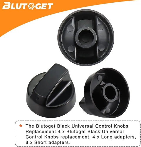 4 Pack Black Universal Stove Knobs With 12 Adapters For Oven Range Replacement Easy Install And No Fuss Wide Compatibility Fits Most Ovens And Stoves Including Gas Electric And Induction Appliances