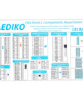 Diagram of Electronic Components Assortment Kit With 1818 Pieces For DIY Projects Including Resistors Capacitors Diodes Transistors