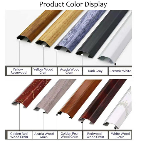 Wood Grain Cable Shield Cord Cover And Wire Management Raceways color options, including Yellow Rosewood and Acacia Wood Grain