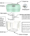 Compact Electric Mini Vegetable Chopper, USB Rechargeable Garlic Slicer And Onion Dicer with stainless steel blade and thickened cup.