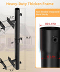 Heavy Duty Patio Umbrella Holder For Deck Railings Stainless Steel Windproof Base and Mount Brackets, close-up dimensions shown