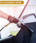 Straight Up Rotatable Air Blower Hose And Plastic Extension Tube Quick Connect Air Compressor Adapter Knock Out Dirt With This Heavy Duty Auto Detailing Accessory For Car And Truck Cleanup, hand holding the tool in action.