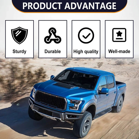 Rock Solid Tailgate Rubber Bumper Cushions Kit With Heavy Duty Metal Bolts For Left And Right Side Exactly Fits 2015 To 2022 Ford F-150 With 5.5 Foot Bed Perfect Replacement Upgrade For Sturdy Long Lasting Performance. Ford F-150 driving on road