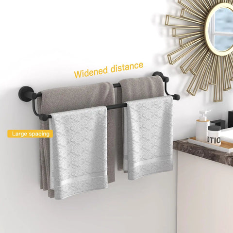 Adjustable 16 To 26 Inch Double Bath Towel Bar For Bathroom SUS304 Stainless Steel Towel Holder Hotel Style Wall Mount With Screws