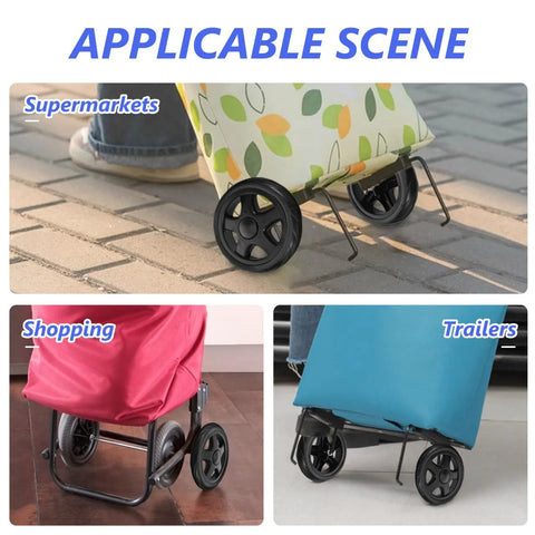2 Pack Heavy Duty Shopping Cart Wheels Replacement For Trolley Carts with Stair Climbing Design shown in various settings