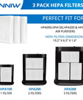 R Replacement Filter 3 Pack For Honeywell HPA Series Air Purifiers, showing compatibility with HPA090, HPA100, HPA200, and HPA300.