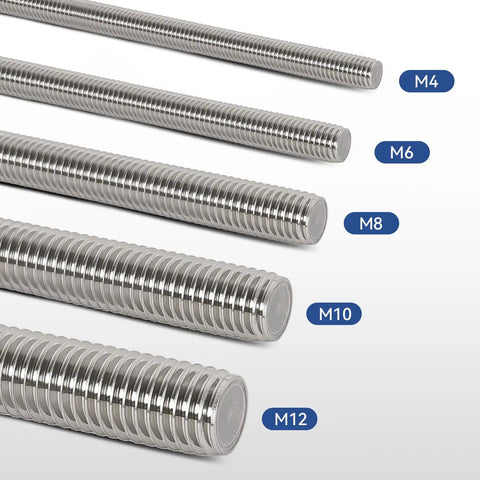 8 Pc 304 Stainless Steel M6 Fully Threaded Rod Set, 10 Inch Long Right Hand Threaded Rods With Nuts, Built Tough