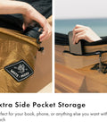 Side pockets of Suparpine Camping Hammock With Straps Included Sand Color for storage during outdoor adventures.