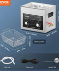 10L Sonic Cleaner With Heater And Timer Basket Digital Cavitation Machine 240W Pro Grade Deep Clean For Lab Tools Metal Parts, with washing basket