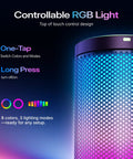 Close-up of RGB light on USB Gaming Microphone With Noise Cancellation One Click Mute Gain Control Real Time Monitoring Boom Arm Slick.
