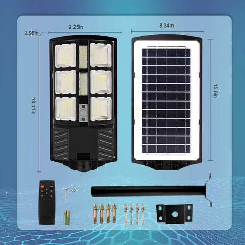 Ultra Bright Solar Street Light Dusk To Dawn Outdoor Lighting With 3 Modes Motion Sensor And Remote Control 6000K White Light 276 LEDs