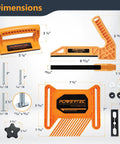 Hardcore Woodworking Safety Set With Push Block L Shape Push Stick And Featherboards dimensions diagram with measurements.