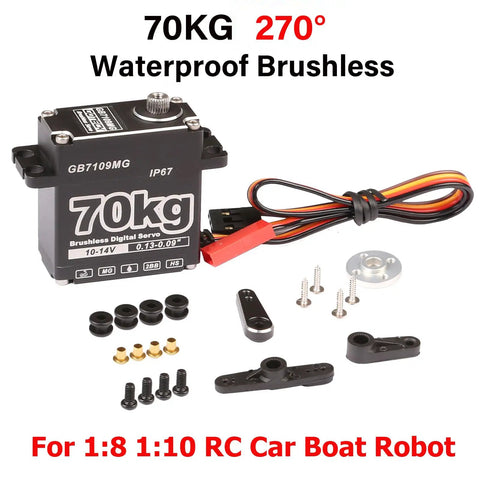 Beefy 70Kg Brushless Digital Steering Servo for RC Cars Boats and Robots 14V High Torque Metal Gear IP67 Waterproof