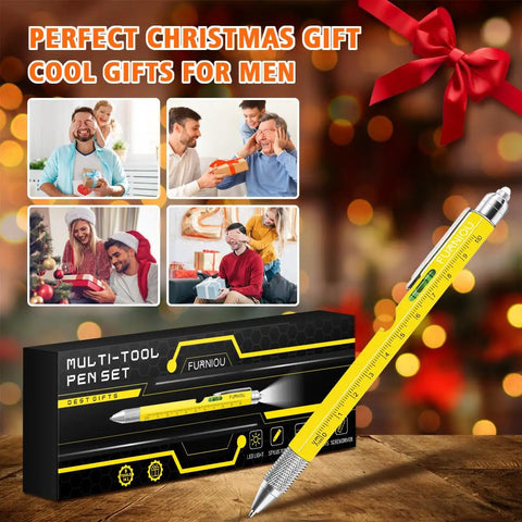 9 In 1 Multi Tool Pen Set For Men And Women Stocking Stuffers Gift Idea For Dad Husband Boyfriend Grandpa Christmas Birthday Yellow Handy Everyday Carry With 9 Tools Built In For Quick Fixes On The Go shown with gift box