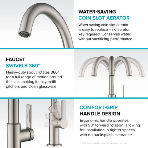 Features of Oletto Single Handle Kitchen Bar Faucet In Matte Black And Spot Free Black Stainless Steel Finish For Kitchen Sinks