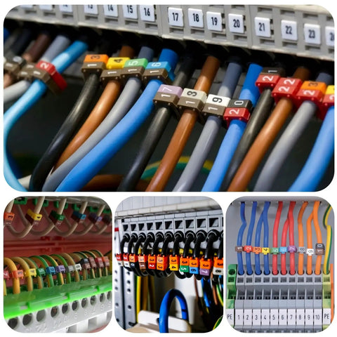 150 Pack Clip On Wire Markers With Colorful Numeric Labels For 2 3mm Cables in use on electrical wires