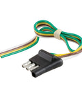 Trailer Side 4 Pin Flat Wiring Harness With 12 Inch Wires For Plug In Like A Pro And Reliable Trailer Lighting Connection Ergonomic Grip For Quick Hassle Free Towing Or Hookups, black connector with color-coded wires