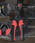 Close-up of Leather Hole Punch Kit With 6 Size Revolving Punch Plier All In One Pro Grade Quality, featuring labeled features.