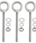 M8 x 120mm Lifting Shoulder Eye Bolts Set, 3 Pack, 304 Stainless Steel Threaded Eyebolts With Nuts And Washers, Built Tough Heavy Duty Lifting Ring Hardware For Hanging Hammocks And Outdoor Rigging
