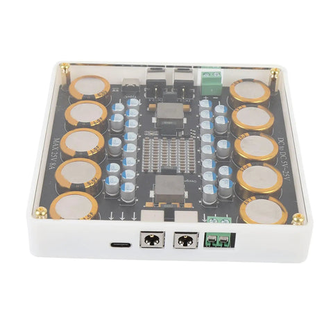 Heavy Duty Dc Power Conditioner 5V To 25V Offering 10 Amp Clean Juice Filter top view showcasing internal components and design.