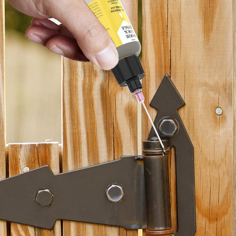 Applying Door Hinge Lubricant With 1 Oz Needle Oiler For Quick Squeak Fix On Doors, Locks, Tools, And Bicycles to a gate hinge