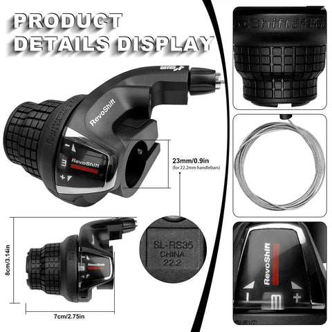 Three Speed Left Twist Shift Lever For 3 Speed Front Derailleur Lightweight And Simple To Use component details display