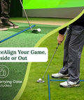 Golfers using 2 Pack Golf Alignment Sticks For Swing Training And Setup on green, aiding posture and aiming, durable telescopic rods.
