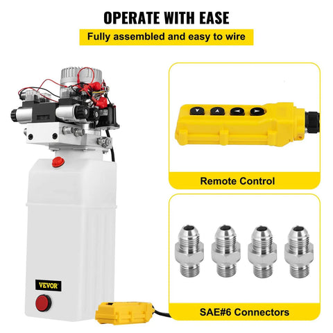12V DC Hydraulic Power Unit Double Acting With Double Solenoid And 8 Liter Reservoir For Car Lifts Heavy Duty High Pressure Pump 3200 PSI 220 Bar Durable Hydraulic Pack