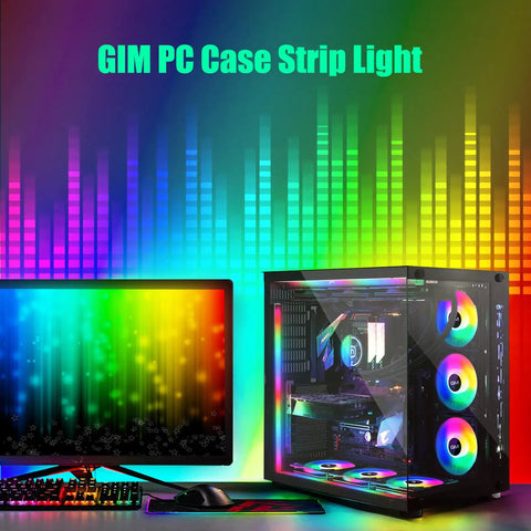 Rgb Pc Light Strip Kit For Gaming Case With Magnetic Addressable Led Lit 0.98ft Argb 5V 3Pin Header Sync With Asus Aura