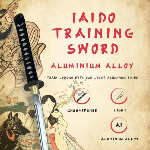 Katana Iaito Training Sword With Unsharpened Aluminum Alloy Blade, 28.3-Inch Fullered Bo-Hi For Safe Iaido Practice image.