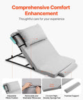 Premium Electric Adjustable Bed Backrest With Thick Foam For Reading Relaxing Or Sleeping, 300 Lbs Capacity, Remote Control, Fits All Mattresses, showing adjustable pillow and footrest.