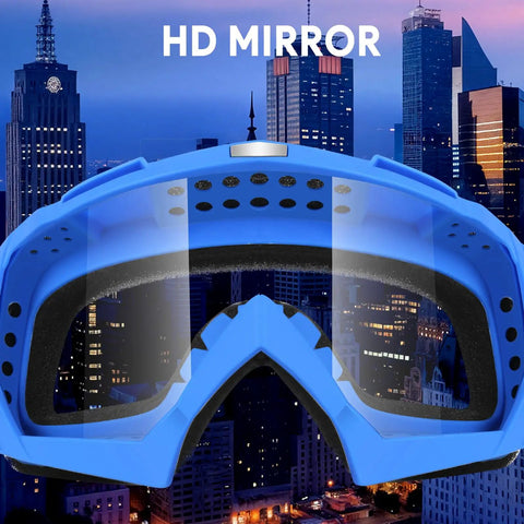 Heavy Duty 2 Pack Tactical Security Eyewear With Quick Snap Lenses For Operating Lawnmowers Dirtbikes Atv Vehicles DIY Workshops And Nerf Match Play Boss Level No Crack Shatter Resistant Sight Guard Shades Blue And Red in blue color with HD mirror lenses.