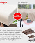 Heavy Duty Outdoor Swing Canopy Replacement Cover For 3 Seater Porch Swing All Weather Waterproof Khaki Top Shade