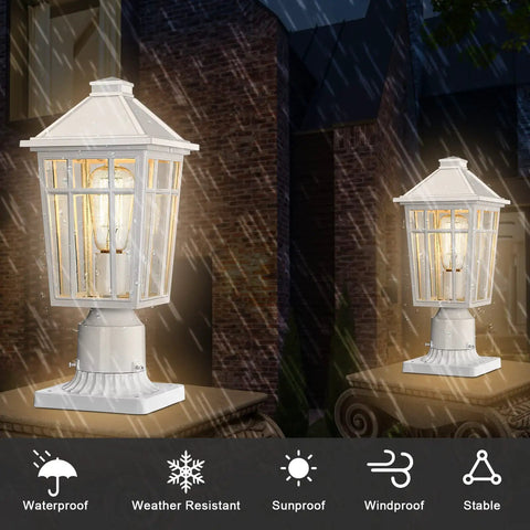 All Weather Outdoor Post Light With Rugged Aluminum Housing And Glass No Fuss Fence Post Deck Lighting For Garden Patio And Pathway 1 Pack White Weatherproof And Durable