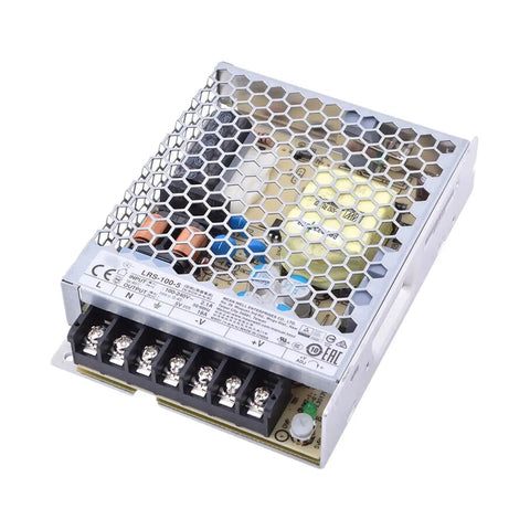 Enclosed 100W 5V 18A Switching Power Supply With Wide Input Range 85-264VAC And 120-373VDC Ultra Compact Rock-Solid Fanless 1U Power Converter For Global Industrial Use, metal case, screw terminals
