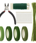 DIY Floral Arrangement Kit With Green Floral Tape And Floral Wire, Wire Cutter Tools, Boutonniere Pin, And Stem Wrap Supplies For Bouquets