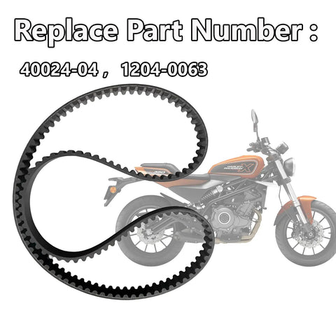 Black Rear Drive Belt For Harley David Touring 2004-2006 FLHT Screamin Eagle 132 Inch Replacement Part Fits Trike Series 40024-04 1204-0063 on bike background