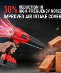 Cordless Leaf Blower 18V Beast Turbo Jet 580000RPM, 4 Nozzles, Lightweight Handheld Blower shown with air intake cover improvement.
